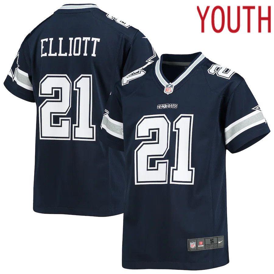 Youth Dallas Cowboys 21 Ezekiel Elliott Nike Navy Player Game NFL Jersey